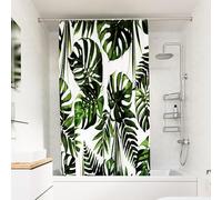 Croydex Cortina de Ducha con diseño de Hojas botánicas Verdes, 100% poliéster, Dobladillo Pesado, Lavable a máquina y recubierta con Proseal para repeler el Agua, 1800 x 1800 mm