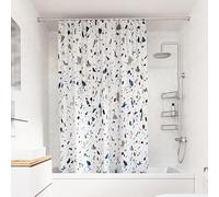 Croydex Cortina de Ducha con diseño de terrazo Azul, 100% poliéster, Dobladillo Pesado, Lavable a máquina y recubierta con Proseal para repelencia al Agua, 1800 x 1800 mm