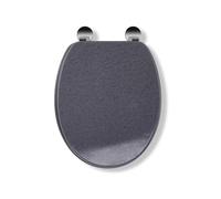 Croydex Dove Flexi-Fix - Asiento de inodoro de madera, superficie tratada antibacteriana, bisagras ajustables con fijaciones superiores e inferiores incluidas y cubiertas de bisagra cromadas antióxido