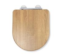 Croydex Levico Flexi-Fix - Asiento de inodoro en forma de D de cierre suave, botón de liberación rápida para una fácil limpieza y bisagras ajustables con fijaciones superiores e inferiores incluidas,