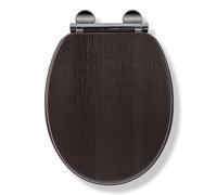 Croydex Montoro - Asiento de inodoro de acción de cierre suave, liberación rápida, tecnología Flexi-Fix Grip Pad y bisagras de placa en V para una fácil limpieza y ajuste perfecto, efecto nogal