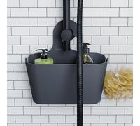 Croydex Organizador de Ducha Gris para Colgar - Accesorios de baño para inquilinos, solución sin Taladro, Agujeros autodrenantes y fácil de Limpiar, 26 x 26 x 8,5 cm