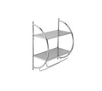 Croydex QM262041 - Estantería Curvada de Pared de Acero Cromado y toallero, 25,5 x 45 x 54,3 cm