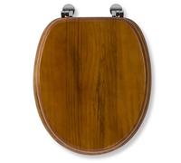 Croydex WL515041 - Asiento de inodoro de madera de pino oscuro con bisagras cromadas