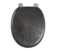 Croydex WL601821H Flexi-Fix Quartz Always Fits Never Slips Asiento de inodoro antibacteriano, madera, negro, 44,5 x 38 x 11 cm