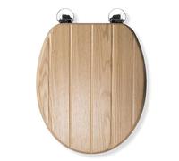 Croydex WL602176H Flexi-Fix Ginebra Asiento de inodoro antibacteriano que se adapta siempre y nunca se desliza, madera, efecto roble claro machihembrado, 45 L x 37,5 W cm