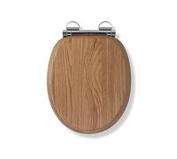 Croydex WL602376H - Asiento de inodoro de roble macizo que siempre se adapta, 41,5 x 36,5 x 6 cm