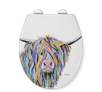 Croydex WL604022 Angus McCoo Art by Steven Brown Flexi-Fix Asiento de inodoro siempre se ajusta, nunca se desliza con cierre suave y liberación rápida, color blanco