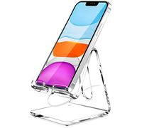 Crpich Soporte acrílico para teléfono celular, soporte portátil transparente para escritorio, compatible con Phone15 14 13 Pro Max Mini 12 11 Plus SE, Switch, smartphone Android, Pad, tablet,