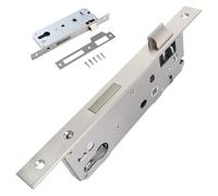 Crradura tubular, Inox,Cerradura Embutir Distancia Entre Ejes 85 mm, Reversible, Cilindro perfil, Alta Seguridad, Incluidos placa cierre,Tornillos,universal DIN izquierda/derecha (Entrada:45mm)