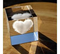 Crrezhai Cubo de cristal 3D con forma de nube de corazón de 6 cm, decoración de cristal para el hogar y la oficina, decoración de mesa, grabado personalizado, regalo de boda