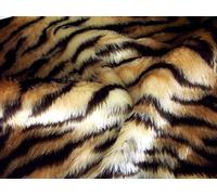 CRS Fur Fabrics Faux Fur Fabric Material-Tiger, 1Mtr-150cmx100cm Fun-Tela de Piel sintética, Acrílico, Estampado Animal, 1Mtr - 150cm x 100cm