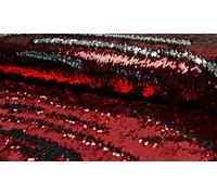CRS Fur Fabrics Material de Tela de Lentejuelas de Escamas de Sirena de Dos Tonos, Fibra sintética, Rojo y Plateado, 1Mtr - 140cm x 100cm