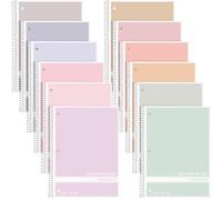 Crtiin 12 Pcs 1 Subject Spiral Notebook for Work Pastel Color College Ruled 8 x 10 1/2 Inch Spiral Journal Notebook 3 Hole Punched Paper Tear Line 50 Sheets Office School Study Supplies