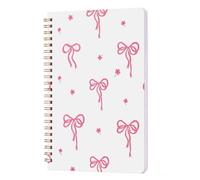 Crtiin Bible Pink Bow Notebook for Women Cute Preppy Prayer Journal Spiral Coquette Aesthetic Journal A5 Lined Hardcover Notebook in 5.5x8 Inch for Daily Writing Girl Teen Women Gift (Bow and Flower)