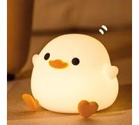 Crtivetoys Linda luz nocturna de pato para niños, lámpara de mesa recargable de silicona con sensor táctil para dormitorios de niñas y niños, luz nocturna LED Kawaii, decoración de escritorio, WS-DDY