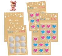 CRTLNYH 5PCS Tarjeta de rascar para anuncio embarazo original del sexo del, tarjeta de rascar anuncio del género del, juego de tic tac Toe revelador de género niña o niño （Niña）