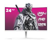 CRUA 24" Curved Gaming Monitor, 165Hz/200Hz Computer Monitor, FHD 1920x1080, 99% sRGB, AMD FreeSync, Blue Light Filter, for Gaming & Office, Wall Mountable- White