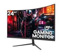 CRUA Monitor Curvado para Juegos de 24 Pulgadas, 200 Hz/180 Hz, monitores de computadora sin Marco FHD 1080P, Compatible con AMD freesync Low Motion Blur, Cuidado de los Ojos, DisplayPort, HDMI,