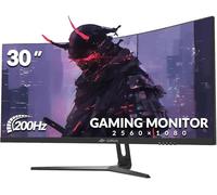 CRUA Monitor curvado para juegos de 30 pulgadas, WFHD 2560 × 1080, monitor de PC de 200 Hz/144 Hz, pantalla VA 1500R, 120% sRGB, AMD FreeSync, HDMI y DP, ultra ancho para juegos y trabajo, montaje en