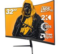 CRUA Monitor curvado para juegos de 32 pulgadas, 2K QHD 2560 x 1440P, monitores de computadora de 144 Hz/165 Hz, 99% sRGB, FreeSync, luz azul baja, pantalla VA 1800R, HDMI 1.4/DP 1.2, montaje en pared