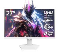 CRUA Monitor para Juegos de 27 Pulgadas y 240 Hz, 2K QHD (2560 x 1440P) IPS Monitor de computadora, Compatible con AMD Freesync, 120% sRGB, Filtro de luz Azul, Altavoces Integrados, instalaciones de