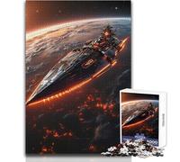 Crucero de Batalla Descenso Una Nave Espacial futurista sobre un Planeta en Llamas 1000 Rompecabezas Desarrollo cognitivo Juego Divertido Celebración reflexiva Tamaño 50x75cm