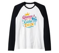 Crucero de cubierta Reina del Lido Diversión Crucero Vacaciones Camiseta Manga Raglan