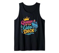 Crucero de cubierta Reina del Lido Diversión Crucero Vacaciones Camiseta sin Mangas