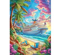 Crucero en la Playa Tropical Puzzles 1000 Piezas Actividad Familiar Cuento de Hadas acompañante mágico Rompecabezas 3D para Familia Juguete Educativo Aliviar Estrés Decoración Hogar 1000 PCS