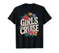 Crucero para niñas, Divertidas Vacaciones de Verano y Flores Retro Tropicales Camiseta