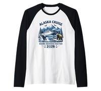 Crucero por Alaska 2026 Viaje por Las montañas del Oso Ballena Camiseta Manga Raglan