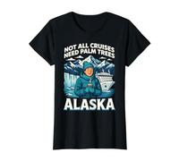 Crucero por Alaska, Tiempo Frío Aventura Diversión Viaje Camiseta gráfica económica, Mujer, Negro, M