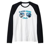 Crucero por los glaciares Alaska Aventura escénica Iceberg, montañas Camiseta Manga Raglan