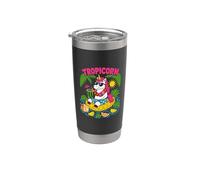 Crucero tropical de vacaciones de verano con unicornio divertido Tropicorn Vaso térmico de acero inoxidable de doble pared