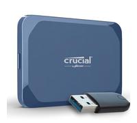 Crucial X10 1TB SSD Externo Portátil con Adaptador USB-A, hasta 2100MB/s, USB-C, Clasificación IP65 de Resistencia al Agua y al Polvo, Disco Duro Sólido Externo SSD, Azul Mate - CT1000X10SSD9-02