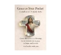 Crucifijo acrílico con texto en inglés "Grace in Your Pocket", crucifijo de oración acrílico 2D, pequeño crucifijo cristiano, para Pascua, mujeres, hombres, adultos, buscadores espirituales, hogar