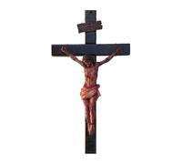 Crucifijo católico, arte de pared cristiano con herida de Cristo, crucifijo sangriento de pasión, decoración de pared de Jesucristo, figuras religiosas coleccionables para escritorio