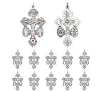 Crucifijo Católico para Hacer Rosario - Paquete de 10 - Cruz del Perdón con Medalla de San Benito y Medalla Milagrosa - Piezas para Rosarios