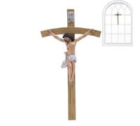 Crucifijo cruz de pared | Decoración católica clásica de resina pintada a mano | Cruz decoración de pared | para arte sacro, estilo rústico, pantalla frontal, escritorio, oficinas, Acción de Gracias y