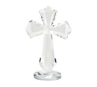 Crucifijo de cristal pequeño, escultura religiosa de 6 pulgadas para escritorio, crucifijo de escritorio con diseño facetado de 360° para grupos de iglesia, oficina, pastores, familias católicas