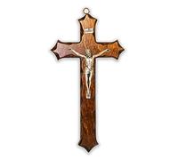 Crucifijo de madera - de pared - Cristo de plata - Fabricado en Umbría Italia - (25,5 x 14)