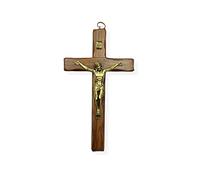 Crucifijo de madera - para pared - Cristo chapado en plata 999 - fabricado en Umbria Italy - (17 x 9,5 cm)