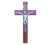 Crucifijo de pared - Artesanal fabricado en Italia Cristo e INRI chapado en plata 999 - Crucifijos de pared de madera, madera de caoba preciosa - Cuidado y precisión de los detalles de Jesús - 25 x 13