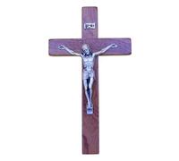 Crucifijo de pared - Artesanal fabricado en Italia Cristo e INRI chapado en plata 999 - Crucifijos de pared de madera, madera preciosa de caoba - Cuidado y precisión de los detalles de Jesús - 16,5 x