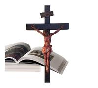 Crucifijo de pared, cruz de pared de tamaño mediano con diseño detallado de herida de Cristo, figura de Jesús, decoración religiosa renacentista para sala de estar, dormitorio, capilla o espacio de