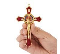 Crucifijo rojo de San Benito, crucifijo para decoración católica, medalla de San Benito, cruz colgante de Jesucristo, crucifijo del Perdón, medalla de San Benito para decoración del hogar