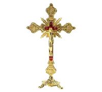 Crucifijo vintage para cruz, con base de pie, 24 cm, decoración religiosa de metal, estatuas y figuras de regalo, escritorio de pérdida, decoración grande para el hogar, jardín