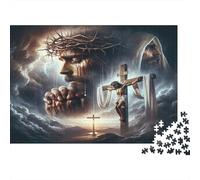 Crucifixión de Jesús Puzzles 1000 Piezas Papel Reciclado para Adultos Puzzle para Adultos Juego difícil desafiante Juego Educativo para descompresión Excelente Idea de Regalo 38x26cm/1000pcs