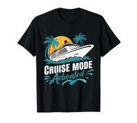 Cruise Mode Activated Tropical Vacation Ship Art Camiseta